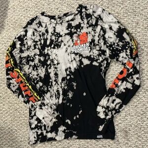 Broken Promises Hot Stuff Long Sleeve Black White Tie Dye Shirt Women's Medium M